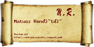 Matusz Renátó névjegykártya